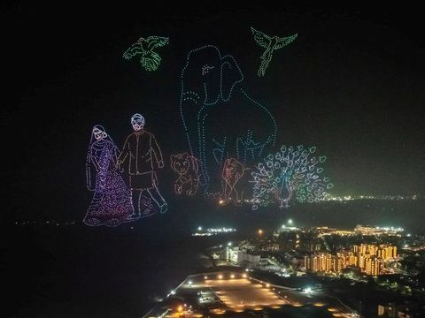 A drone view of the venue of pre-wedding celebrations of Anant Ambani, son of Mukesh Ambani, the Chairman of Reliance Industries, and Radhika Merchant, daughter of industrialist Viren Merchant, in Jamnagar, Gujarat, India, March 2, 2024. Reliance Industries/Handout via REUTERS THIS IMAGE HAS BEEN SUPPLIED BY A THIRD PARTY. NO RESALES. NO ARCHIVES.