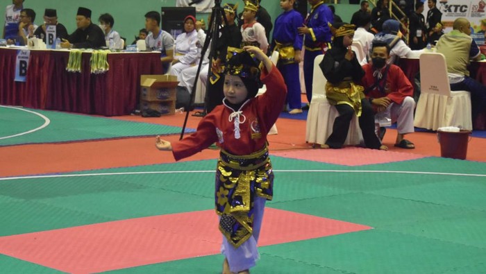 Turnamen pencak silat pelajar Indonesia Student Sports Championship 2024 di GOR Ciracas, Jaktim.