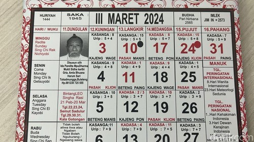 Kalender Bali Maret 2024. (dok. detikBali)