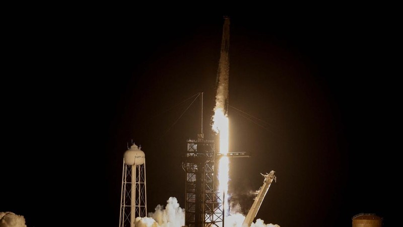 NASA's SpaceX Crew-8 astronauts Matthew Dominick, Michael Barratt, and Jeanette Epps, and Roscosmos cosmonaut Alexander Grebenkin launch to the International Space Station, aboard a SpaceX Falcon 9 rocket from the Kennedy Space Center in Cape Canaveral, Florida, U.S., March 3, 2024. REUTERS/Joe Skipper