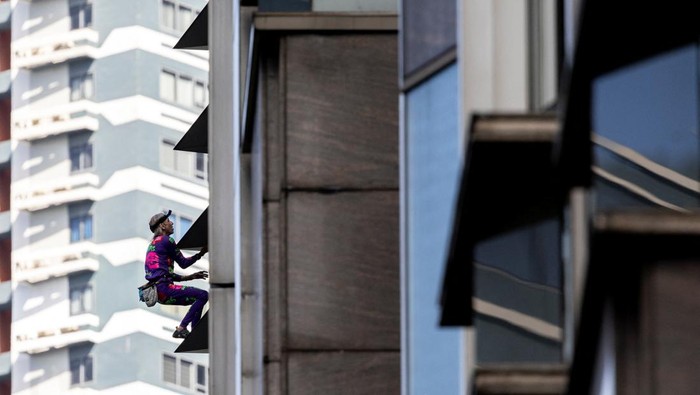 Urban climber Alain Robert, also known as the 