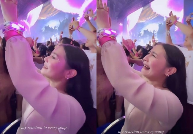 Sebagai Swifties atau penggemar berat Taylor Swift, Prilly sampai menangis saat menonton konser idolanya tersebut. Ia tak henti-hentinya mengabadikan momen selama konser Taylor Swift berlangsung. Foto: Instagram