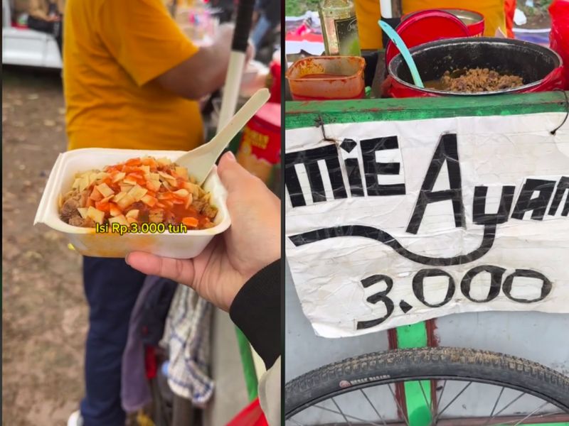 Wow!  Di sini ada Mee Ayam seharga Rp 3.000 per mangkuk