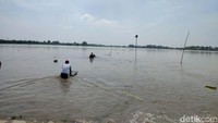 Sejumlah lahan sawah milik warga terendam banjir.