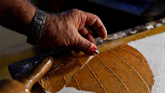 Artist Milton Bernal poses for a photo while working in his studio in Havana, Cuba, February 24, 2024. REUTERS/Norlys Perez