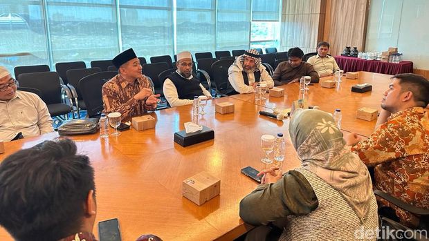 Pertemuan ulama Palestina, MUI, dengan detikNetwork (Isal Mawardi/detikcom)