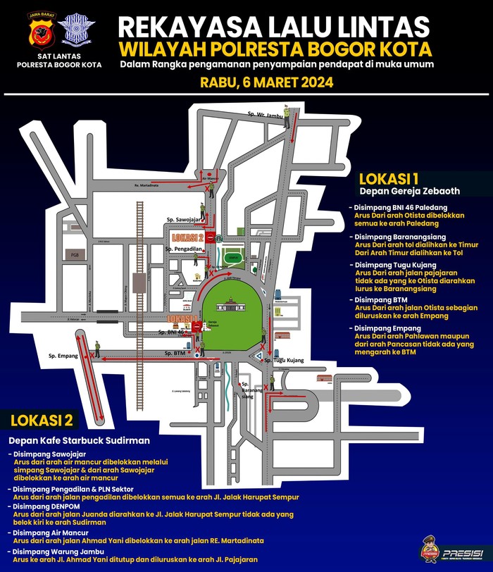 Rekayasa lalin di Kota Bogor pada Rabu (6/3/2024) sore (dok. Polisi)