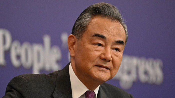 Chinas Foreign Minister Wang Yi attends a press conference for the Second Session of the 14th National Peoples Congress (NPC) in Beijing on March 7, 2024. (Photo by WANG Zhao / AFP)
