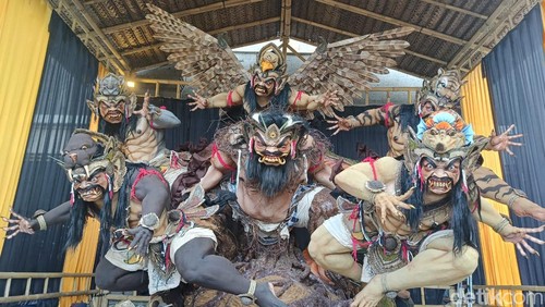 Ogoh-ogoh Brangti karya Sekaa Teruna (ST) Eka Laksana, Sesetan, Denpasar. (Foto: Ni Made Lastri Karsiani Putri/detikBali)