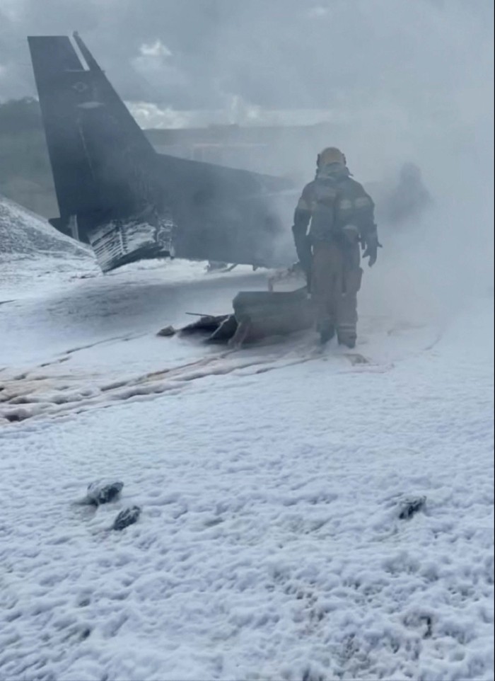 Rescuers work at the site of the crash of a single-engine plane at Pampulha Airport, in Belo Horizonte, Brazil March 6, 2024, in this screengrab taken from a handout video. Corpo De Bombeiros Militar De Minas Gerais/Handout via REUTERS THIS IMAGE HAS BEEN SUPPLIED BY A THIRD PARTY. NO RESALES. NO ARCHIVES. MANDATORY CREDIT