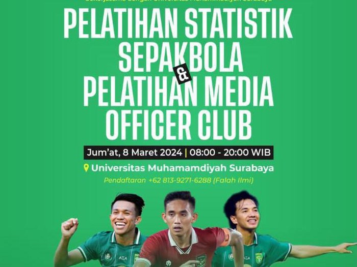 Poster pelatihan statistik sepakbola dan media officer