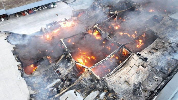 Rescuers work at a site of a shopping mall destroyed during a Russian military attack, amid Russia's attack on Ukraine, in Nikopol, Ukraine March 6, 2024. Dnipropetrivsk Regional Military Civil Administration via Telegram/Handout via REUTERS  THIS IMAGE HAS BEEN SUPPLIED BY A THIRD PARTY. MANDATORY CREDIT. NO RESALES. NO ARCHIVES