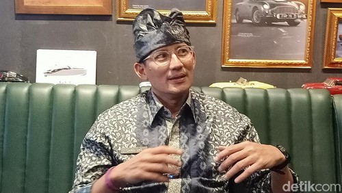 Sandiaga Uno saat di Gianyar, Bali, Kamis (7/3/2024).