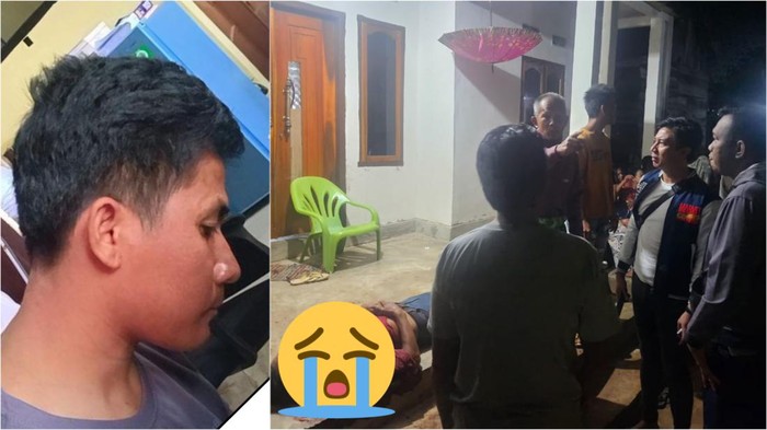 Tersangka di kantor polisi dan korban saat akan dievakuasi ke rumah sakit.