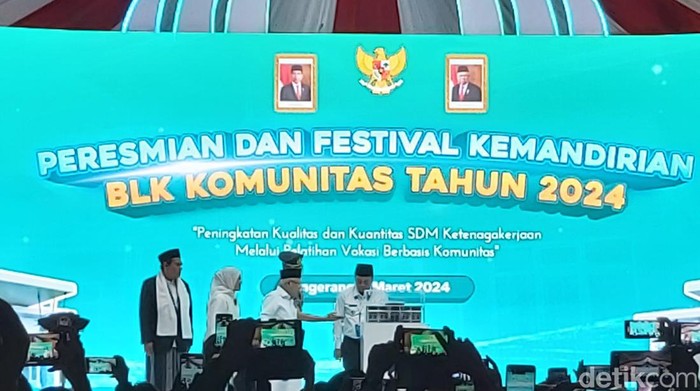 Wakil Presiden (Wapres) Maruf Amin meresmikan 525 Balai Latihan Kerja (BLK) Komunitas di Banten, Jawa Barat (Dwi Andayani/detikcom)
