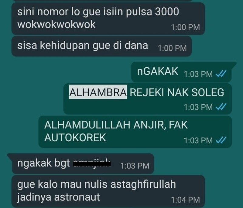 Chat ini jadi kocak karena autocorrect. Ada yang pernah mengalami kejadian serupa? Boleh dong cerita di kolom komentar.