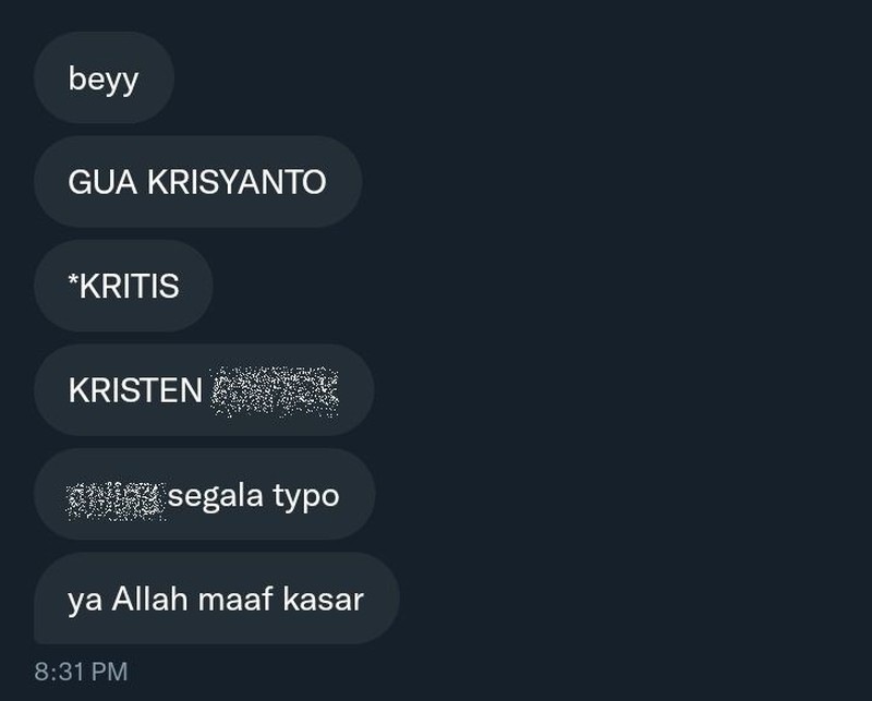 Chat ini jadi kocak karena autocorrect. Ada yang pernah mengalami kejadian serupa? Boleh dong cerita di kolom komentar.
