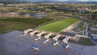 Direncanakan akan selesai dalam dua tahap, yang diperkirakan selesai pada tahun 2026 dan 2035, keberlanjutan merupakan inti dari struktur baru terminal beratap kebun anggur ini.