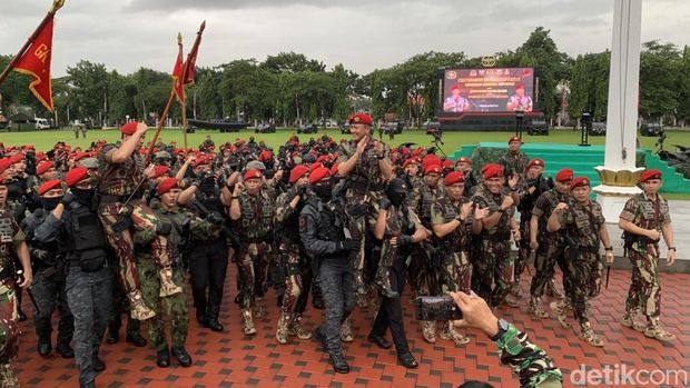 Brigjen TNI Djon Afriandi resmi menjabat Komandan Jenderal (Danjen) Komando Pasukan Khusus (Kopassus) menggantikan Mayjen Deddy Suryadi. (Taufiq S/detikcom)