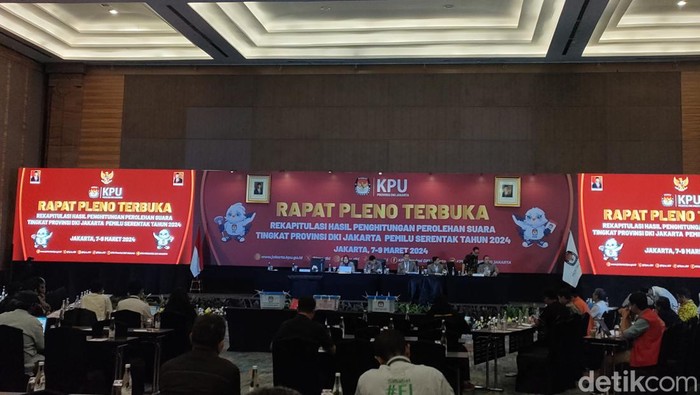 Komisi Pemilihan Umum DKI Jakarta menggelar rapat pleno rekapitulasi penghitungan suara pilpres di wilayah Jakarta Selatan.