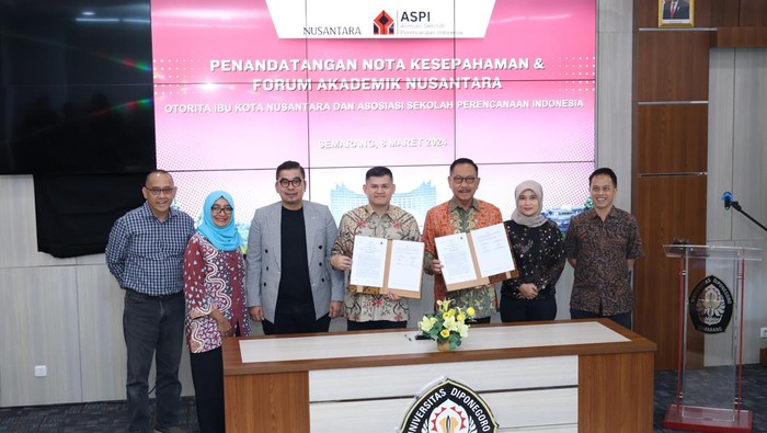 Otorita Ibu Kota Nusantara (IKN) dan Asosiasi Sekolah Perencanaan Indonesia (ASPI) melakukan penandatangan nota kesepahaman di kampus Universitas Diponegoro