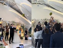 Anti Mainstream! Bukan Buket Bunga, Pengantin Ini Lempar Durian ke Tamu
