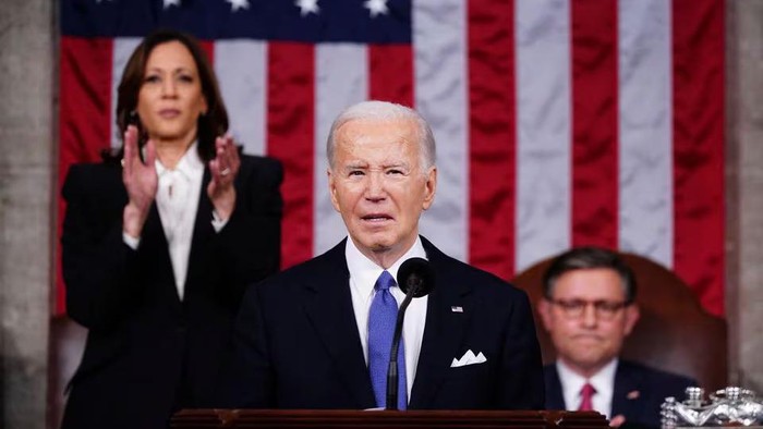 President Joe Biden delivers his third State of the Union address in the House Chamber of the US Capitol in Washington, March 7.     SHAWN THEW/Pool via REUTERS Purchase Licensing Rights