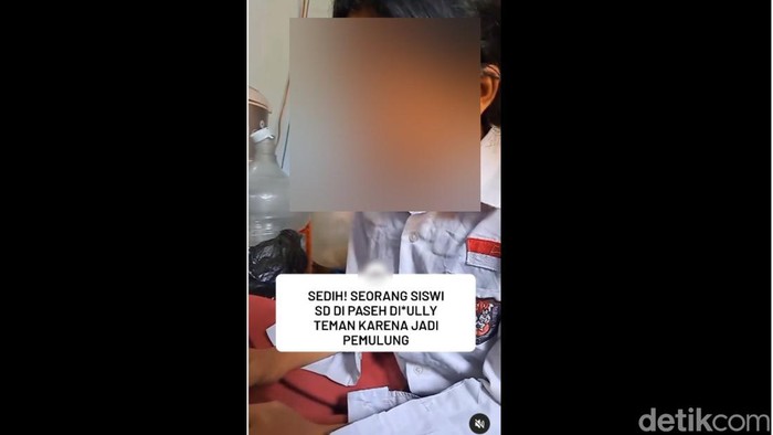 Tangkapan layar yang memperlihatkan pengakuan anak SD jadi korban bully di Bandung
