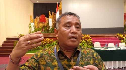 Ketua KPU Bali I Dewa Agung Gede Lidartawan di Sanur, Denpasar, Sabtu (9/3/2024). (Aryo Mahendro/detikBali)