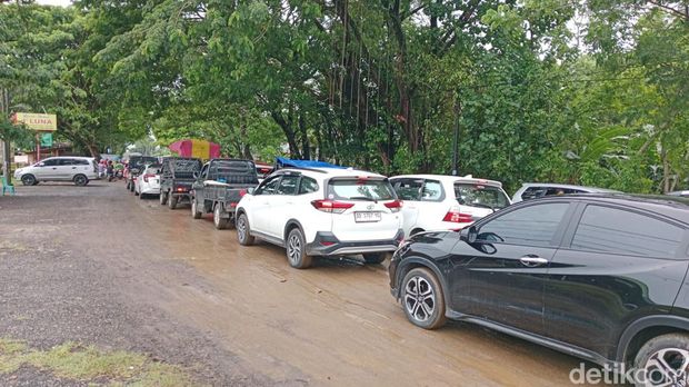 Kondisi kemacetan di Jalan Poros Takalar, sore ini. Anci/detikSulsel