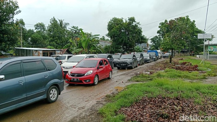 Kondisi kemacetan di Jalan Poros Takalar, sore ini. Anci/detikSulsel