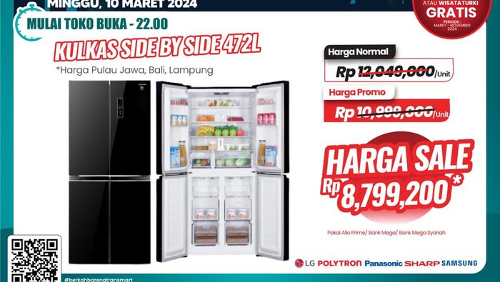 Makin Untung! Kulkas Dua Pintu Diskon Rp 3 Jutaan di Transmart Full Day Sale