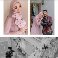 Di hari lamaran tersebut Mamat dan Nafha tampil mesra dan kompak. Nafha mempesona dengan busana serta hijab berwarna dusty pink, sementara Mamat tampil gagah dengan mengenakan kemeja batik. Foto: Instagram/@bintang9studio