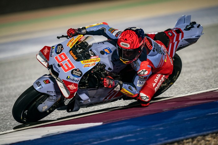 DOHA, QATAR - MARCH 08: Marc Marquez of Spain and Gresini Racing MotoGP rides during the practice session of the MotoGP Qatar Airways Grand Prix of Qatar at Losail Circuit on March 08, 2024 in Doha, Qatar. (Photo by Steve Wobser/Getty Images)