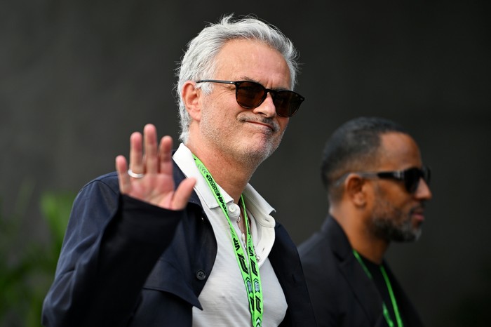 Jose Mourinho JEDDAH, SAUDI ARABIA - MARCH 09: Jose Mourinho walks in the Paddock prior to the F1 Grand Prix of Saudi Arabia at Jeddah Corniche Circuit on March 09, 2024 in Jeddah, Saudi Arabia. (Photo by Rudy Carezzevoli/Getty Images)