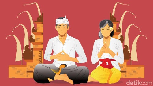 Ilustrasi umat Hindu bersembahyang.