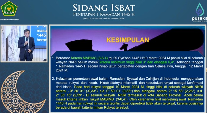 Sidang isbat Kemenag. (dok. screenshot)