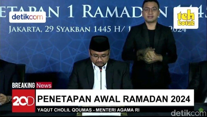Konferensi pers hasil sidang isbat Ramadan 1445 H, Minggu (10/3/2024).