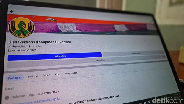 Akun media sosial Disnakertrans Sukabumi