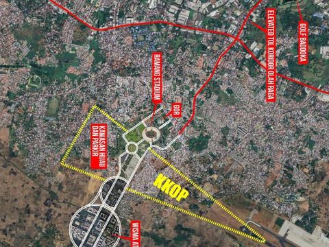Desain perencanaan akses dan lokasi stadion di kawasan Sudiang, Kecamatan Biringkanaya, Makassar.