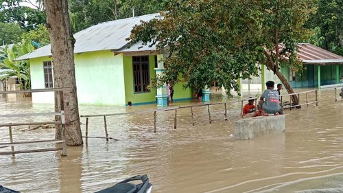 Dua kecamatan di Kabupaten Malaka, NTT terendam banjir Benenai sejak Minggu (10/3/2024). (Dok Pemda Malaka)