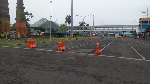 Suasana di pintu masuk Pelabuhan Gilimanuk saat Nyepi, Senin (11/3/2024).
