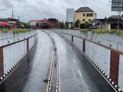 Underpass Jalan Bypass I Gusti Ngurah, Badung, Bali, saat Nyepi, Senin (11/3/2024). Jalan tersebut biasanya ramai digunakan masyarakat maupun wisatawan.