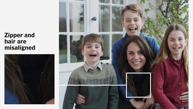 Catherine, Putri Wales, meminta maaf pada hari Senin karena memalsukan foto dirinya bersama ketiga anaknya. (Tangkapan layar instagram @nytimes)