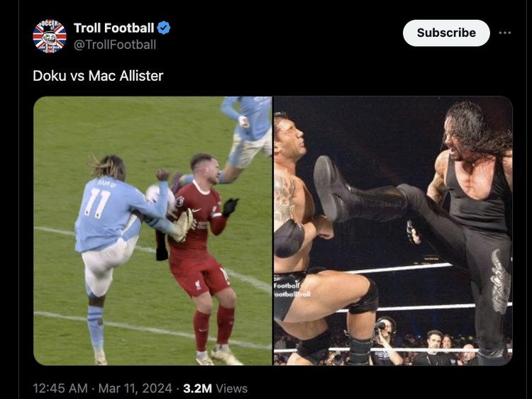 Meme Doku Tendang Mac Allister, Main Bola atau Main Gulat sih?