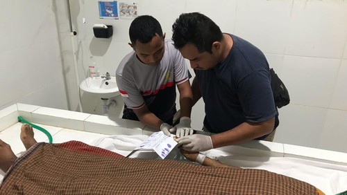 Jenazah Ambrosius saat berada di rumah sakit, Senin (11/3/2024).