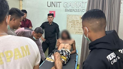 WNA berambut gondrong keluyuran saat Nyepi di Desa Adat Jimbaran, Badung, dibawa ke RSUP Prof Ngoerah Denpasar. (Istimewa)