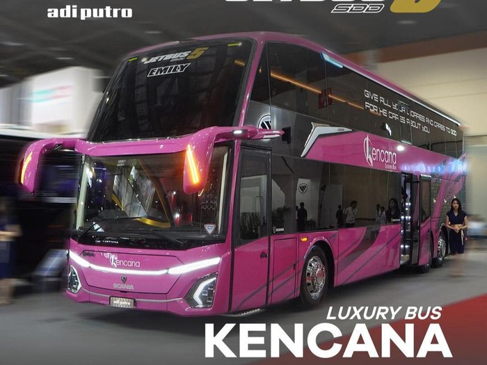 Bus double decker terbaru PO Kencana dengan bodi Adiputro dan sasis Scania