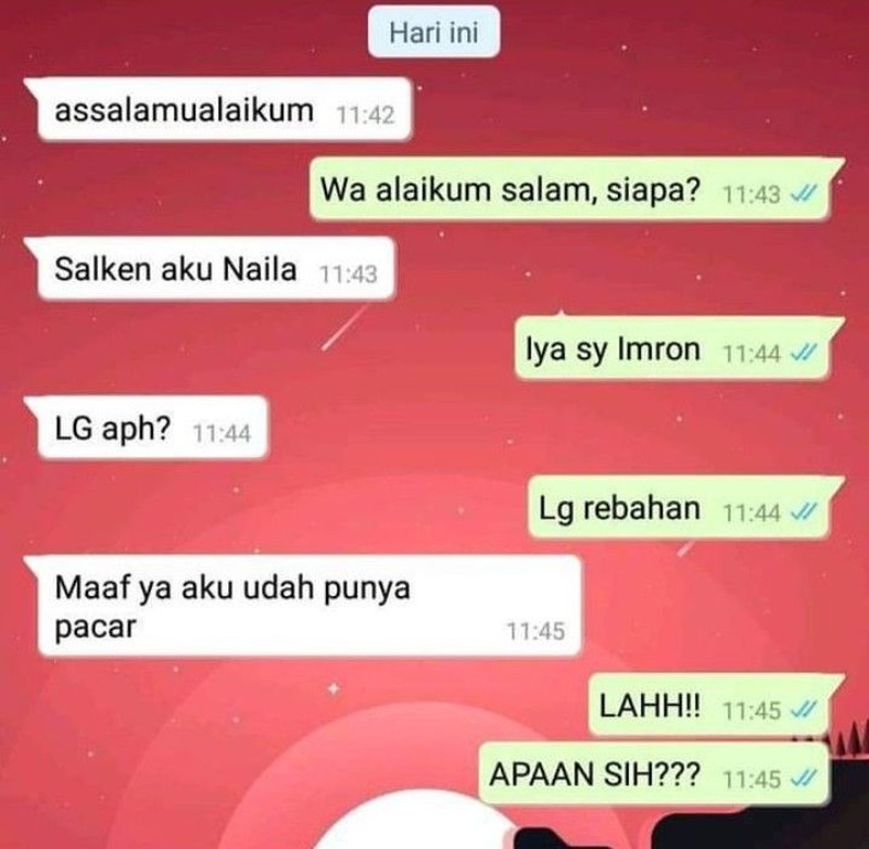 Chat nggak jelas ini benar-benar menguji kesabaran. Pede boleh, kepedean jangan.