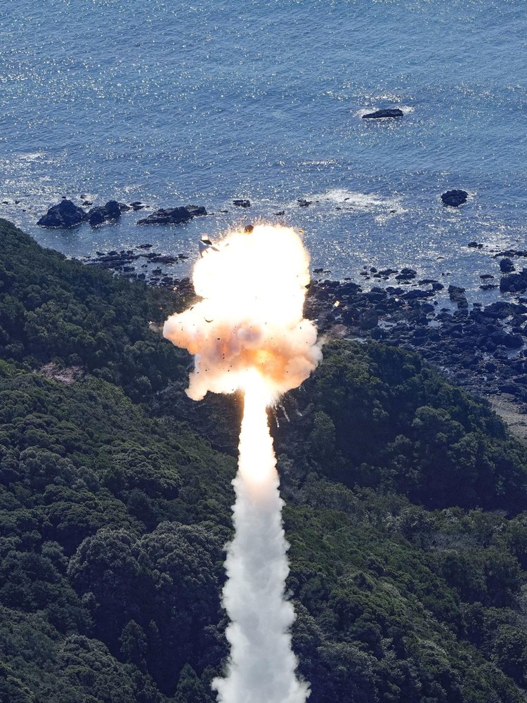 Japans Space Ones small, solid-fueled Kairos rocket exploded shortly after its inaugural launch at Space Ones launching pad on the tip of Kii peninsula in Kushimoto town, Wakayama prefecture, Japan March 13, 2024, in this photo taken by Kyodo. Mandatory credit Kyodo via REUTERS ATTENTION EDITORS - THIS IMAGE WAS PROVIDED BY A THIRD PARTY. MANDATORY CREDIT. JAPAN OUT. NO COMMERCIAL OR EDITORIAL SALES IN JAPAN